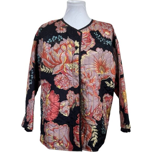 Little Journey's Chicago Button Blouse MOP Buttons L Large Quilted Jacket - Picture 1 of 6